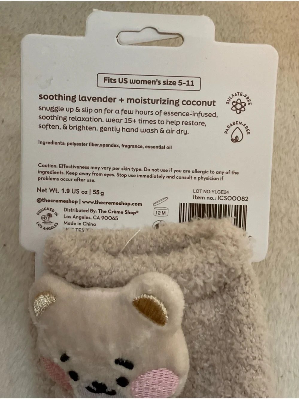Cozy Bear Plush-Top adults Fuzzy Knee-High Socks - Beige & White